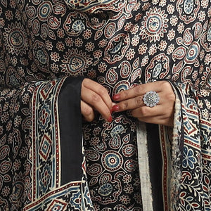 Black - Modal Silk Block Print Ajrakh Dupatta 98