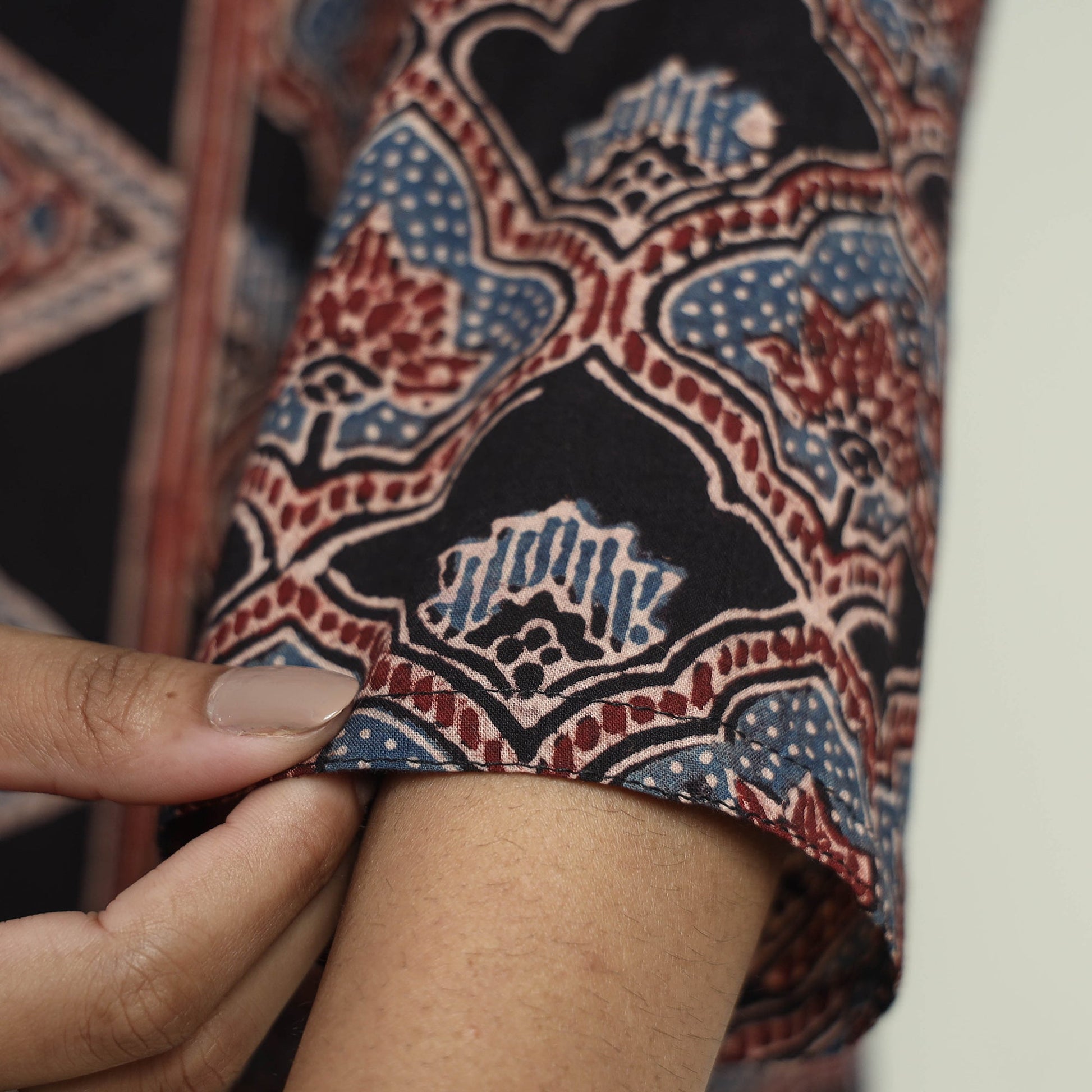 Black - Ajrakh Block Printed Cotton Kurta With Palazzo & Dupatta Set