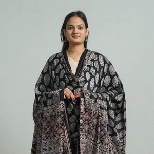 Black - Modal Silk Block Print Ajrakh Dupatta 99