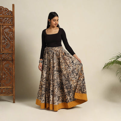 Beige - 24 Kali Patchwork Batik Print Cotton Long Skirt 34