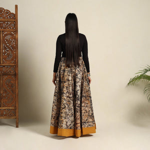 Beige - 24 Kali Patchwork Batik Print Cotton Long Skirt 34