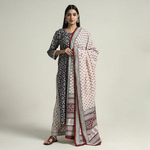 Black - Bagh Block Printed Cotton Kurta with Palazzo & Dupatta Set 04