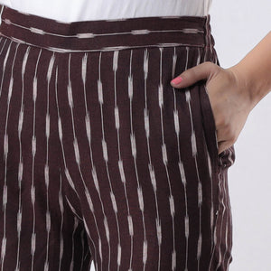 Brown - Pochampally Ikat Cotton Tapered Casual Pant for Women