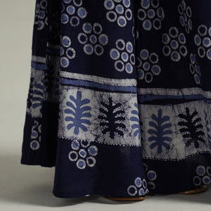 Blue - Hand Batik Printed Running Stitch Cotton Long Skirt 77