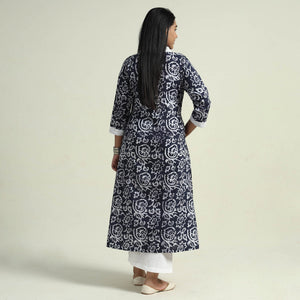 Blue - Hand Batik Printed Cotton Kurta with Palazzo Set