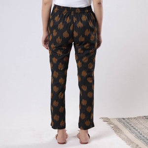 Black - iTokri Casuals - Pochampally Ikat Cotton Tapered Casual Pant for Women