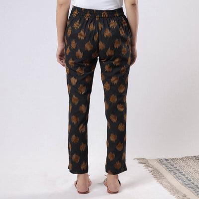 Black - iTokri Casuals - Pochampally Ikat Cotton Tapered Casual Pant for Women