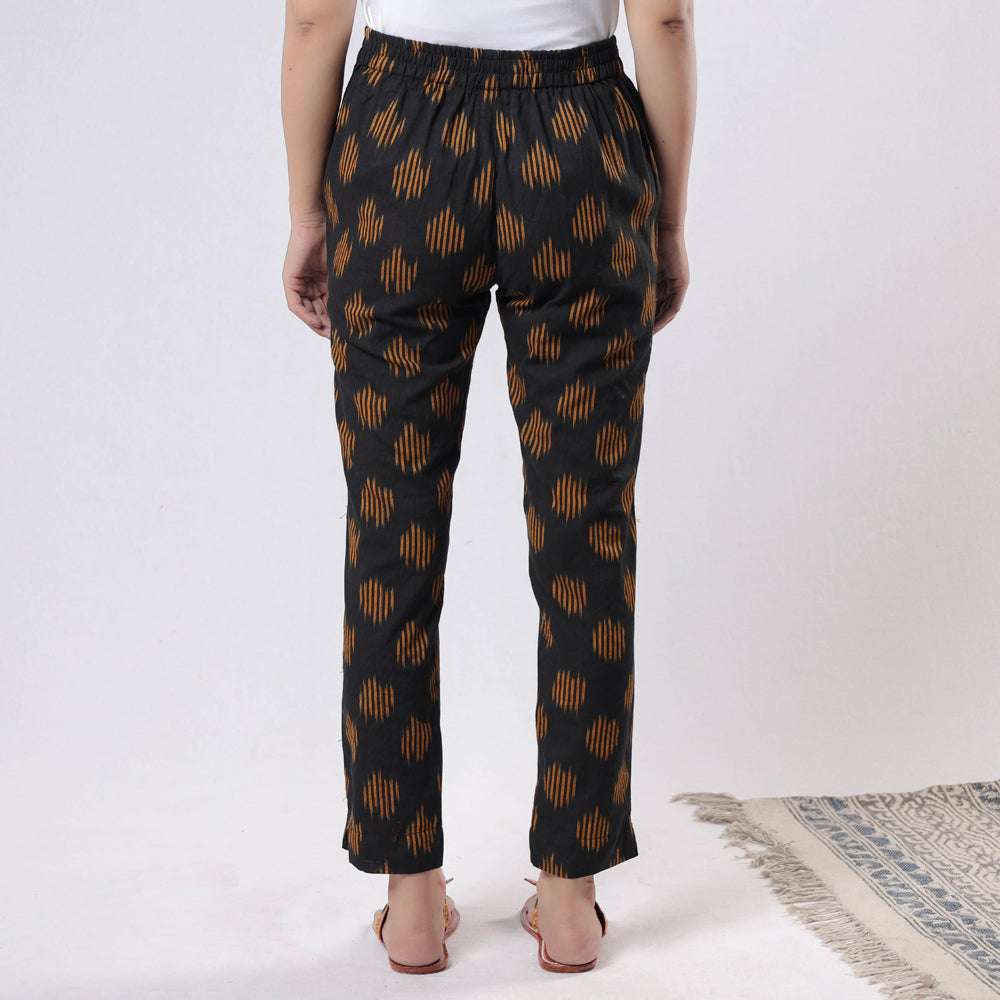 Black - iTokri Casuals - Pochampally Ikat Cotton Tapered Casual Pant for Women