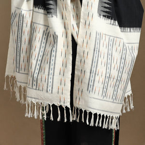 Black - Handloom Cotton Pochampally Ikat Dupatta 11