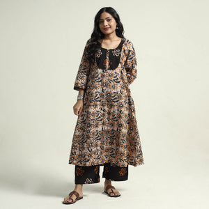 Beige - Cotton Hand Batik Print Kurta Set 12