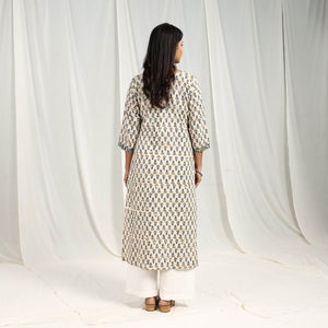 Beige - Block Printed Cotton Straight Ajrakh Kurta 06