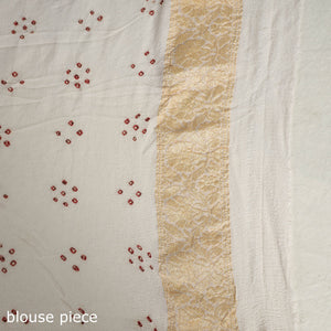 Beige - Kutch Bandhani Tie-Dye Pure Georgette Banarasi Neem Zari Jaal Saree
