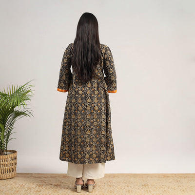 Black - Natural Dyed Block Print Cotton Kalamkari Kurta 06