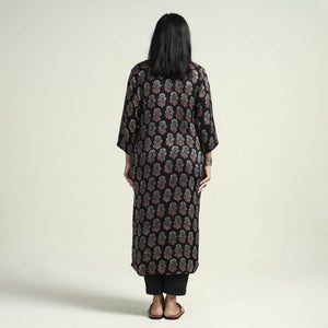 Black - Ajrakh Block Printed Modal Silk Kurta with Palazzo Set