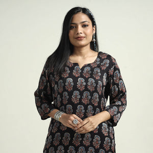 Black - Ajrakh Block Printed Modal Silk Kurta with Palazzo Set