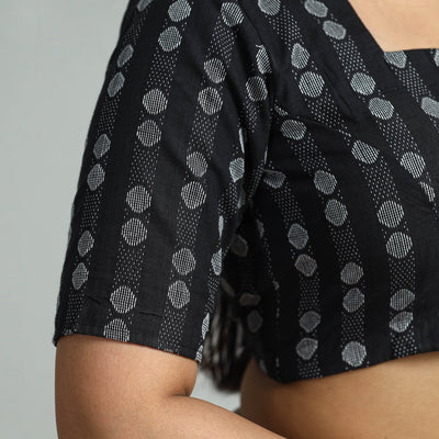 Black - Jacquard Weave Cotton Stitched Blouse 07