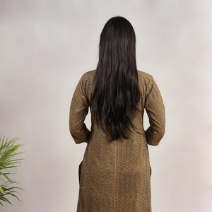 Brown - Block Print Cotton Straight Akola Kurta 11