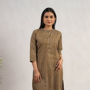 Brown - Block Print Cotton Straight Akola Kurta 11