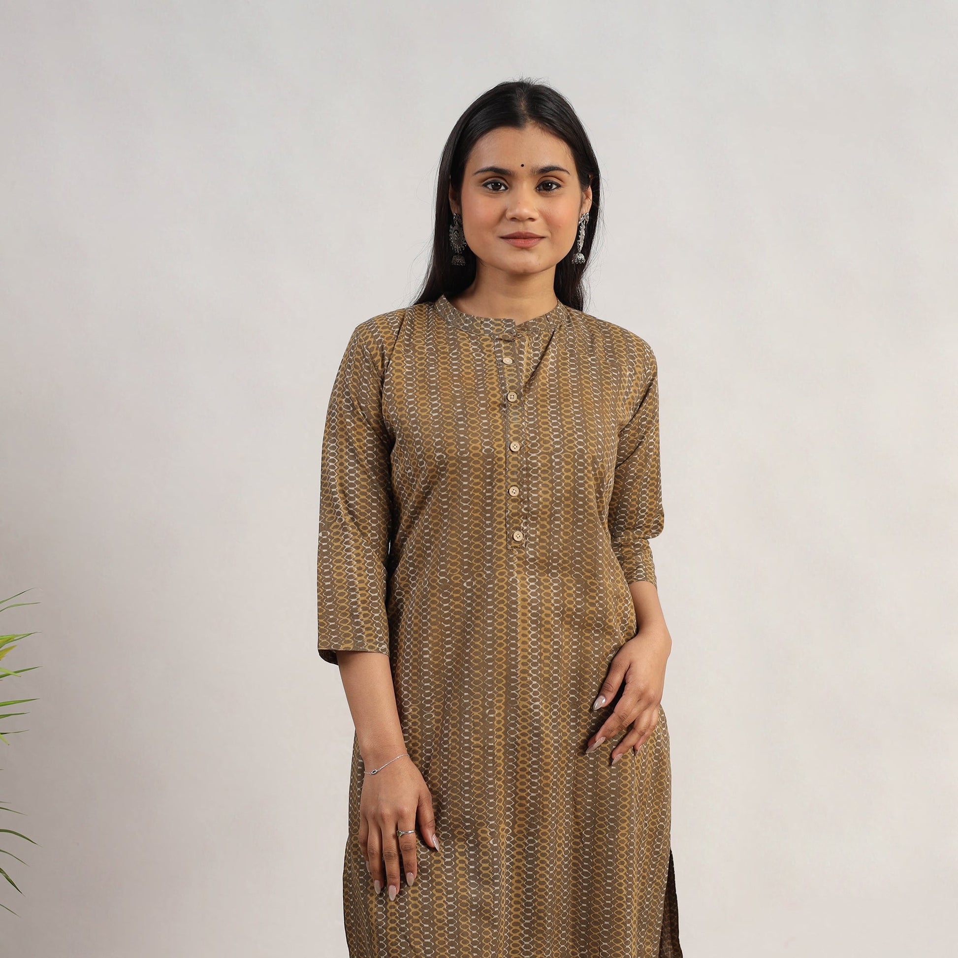 Brown - Block Print Cotton Straight Akola Kurta 11