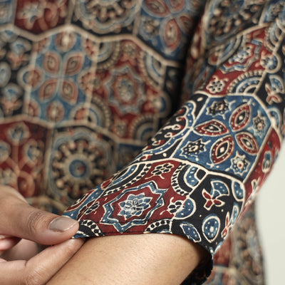 Black - Ajrakh Block Printed Modal Silk Kurta with Palazzo Set