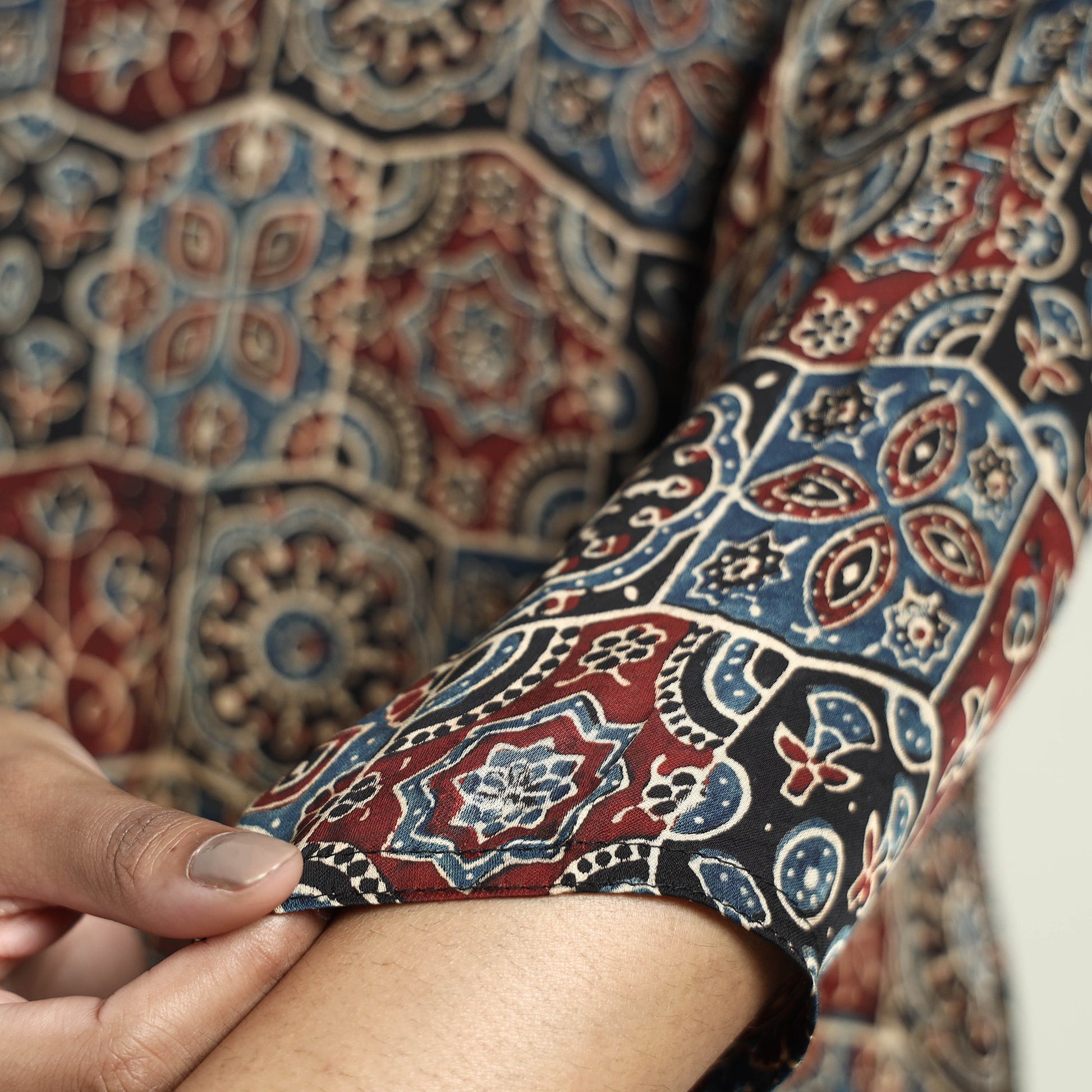 Black - Ajrakh Block Printed Modal Silk Kurta with Palazzo Set