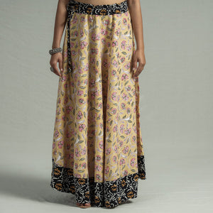Beige - Sanganeri Block Printed Cotton Long Skirt