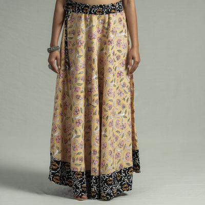Beige - Sanganeri Block Printed Cotton Long Skirt