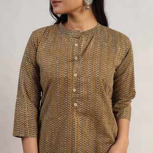 Brown - Block Print Cotton Straight Akola Kurta 11