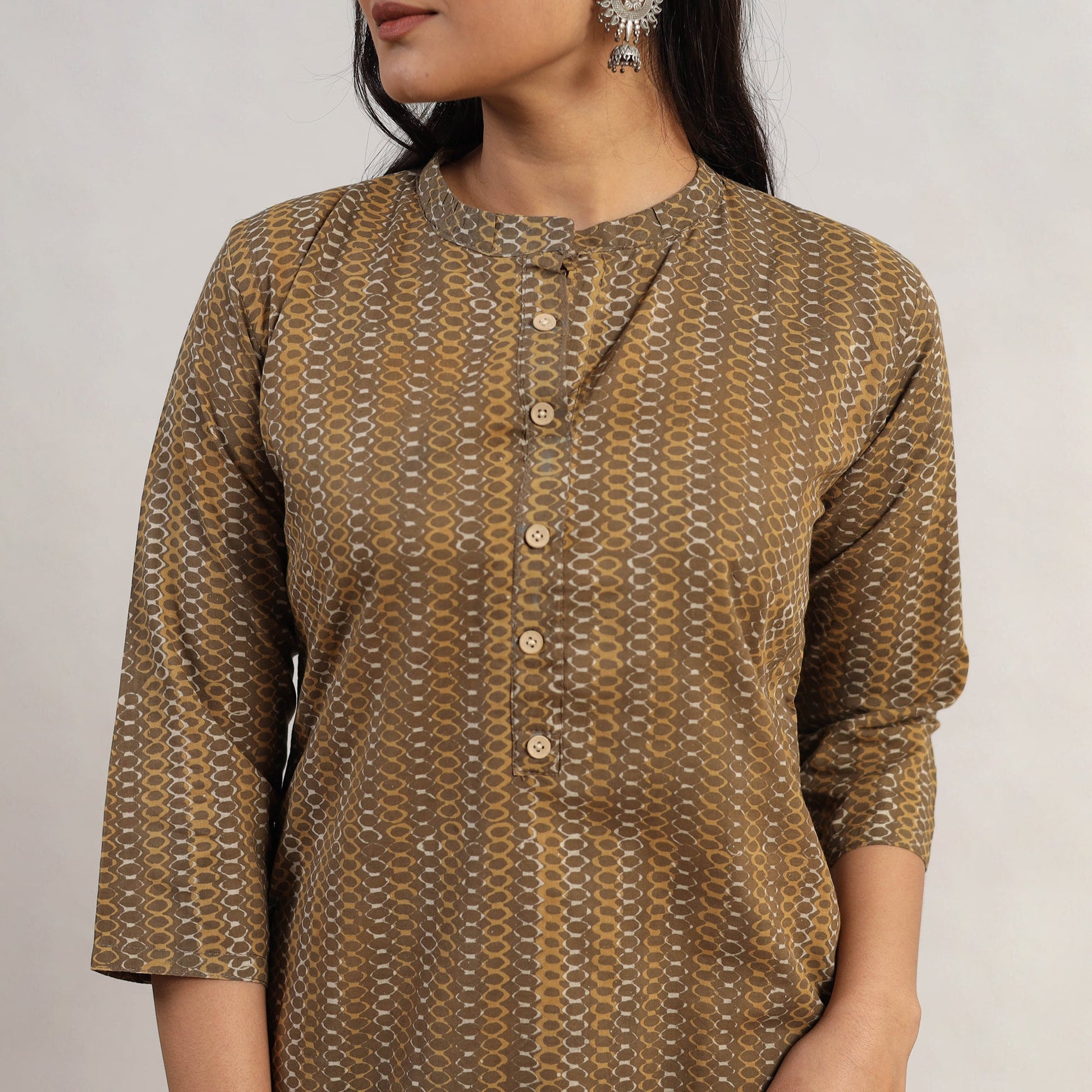 Brown - Block Print Cotton Straight Akola Kurta 11