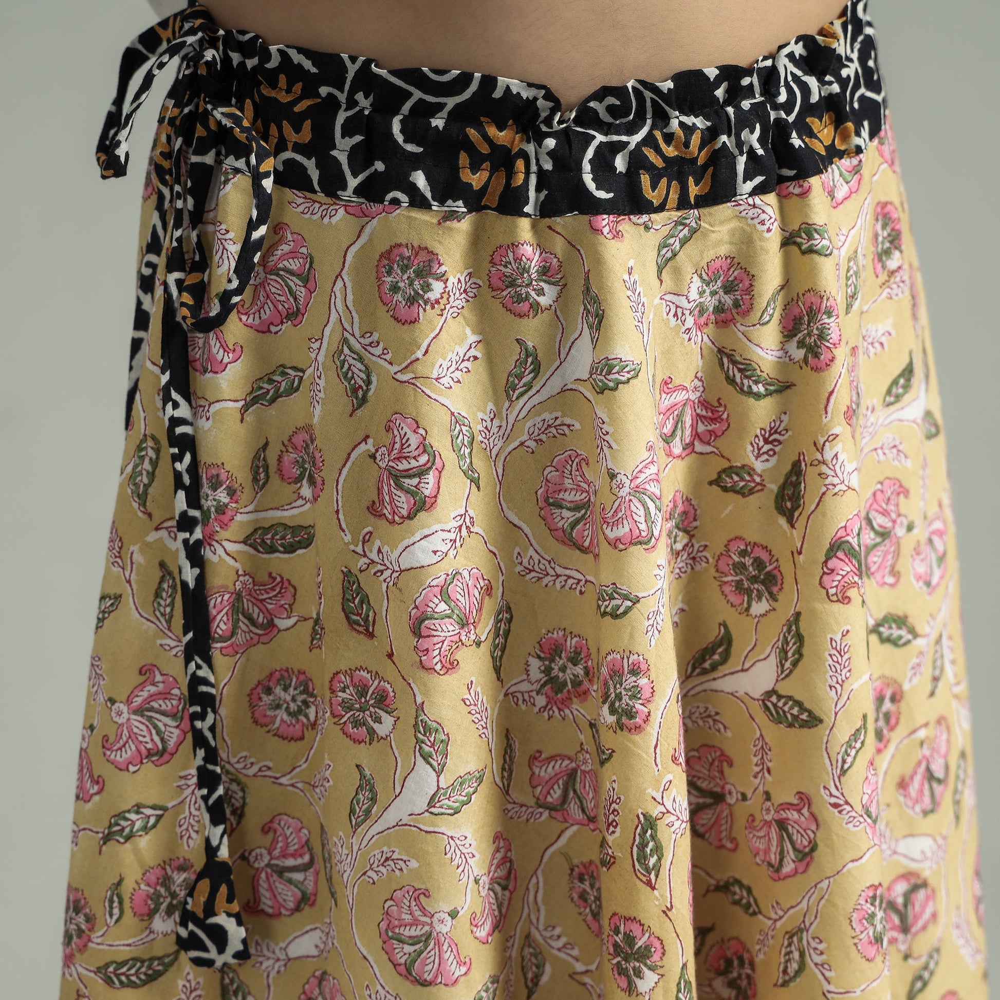 Beige - Sanganeri Block Printed Cotton Long Skirt