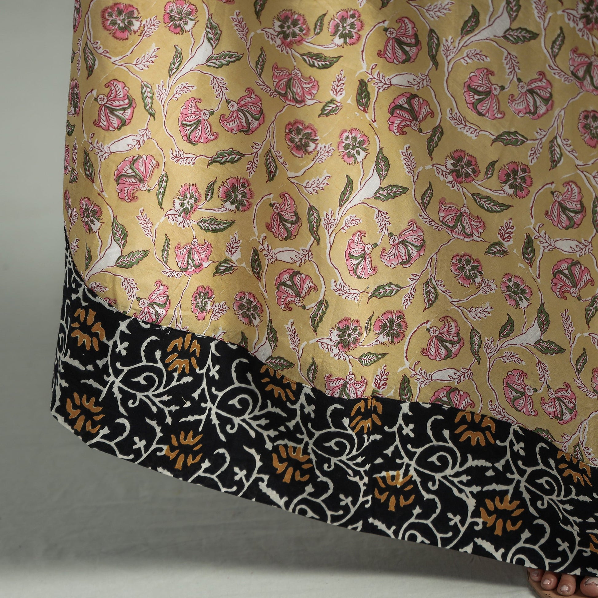 Beige - Sanganeri Block Printed Cotton Long Skirt