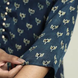 Blue - Ajrakh Block Printed Modal Silk Kurta with Palazzo Set
