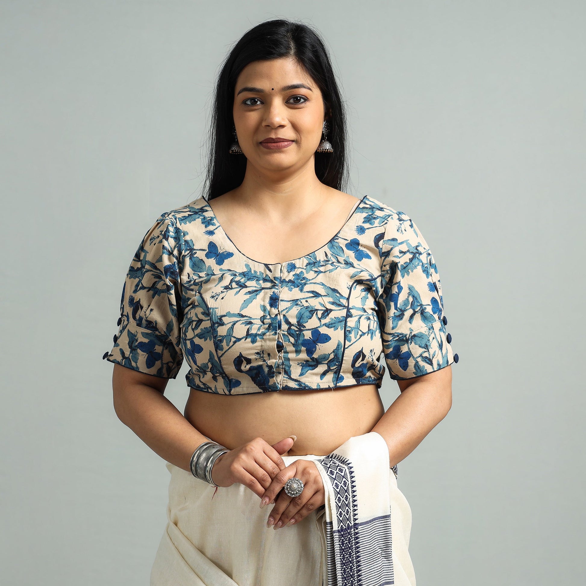 Beige - Kalamkari Printed Cotton Stitched Blouse