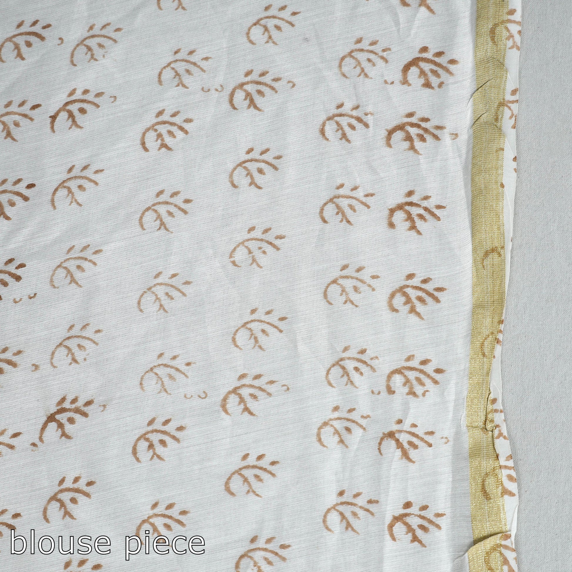 Brown - Block Printed Chanderi Silk Sanganeri Saree