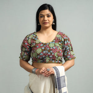 Brown - Kalamkari Printed Cotton Stitched Blouse