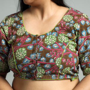 Brown - Kalamkari Printed Cotton Stitched Blouse