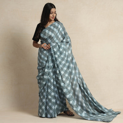 Grey - Leheriya Tie-Dye Mulberry Silk Handloom Saree