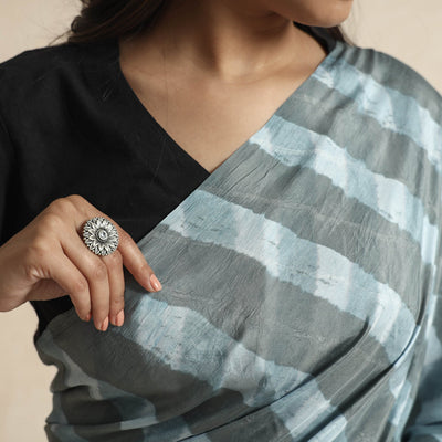 Grey - Leheriya Tie-Dye Mulberry Silk Handloom Saree