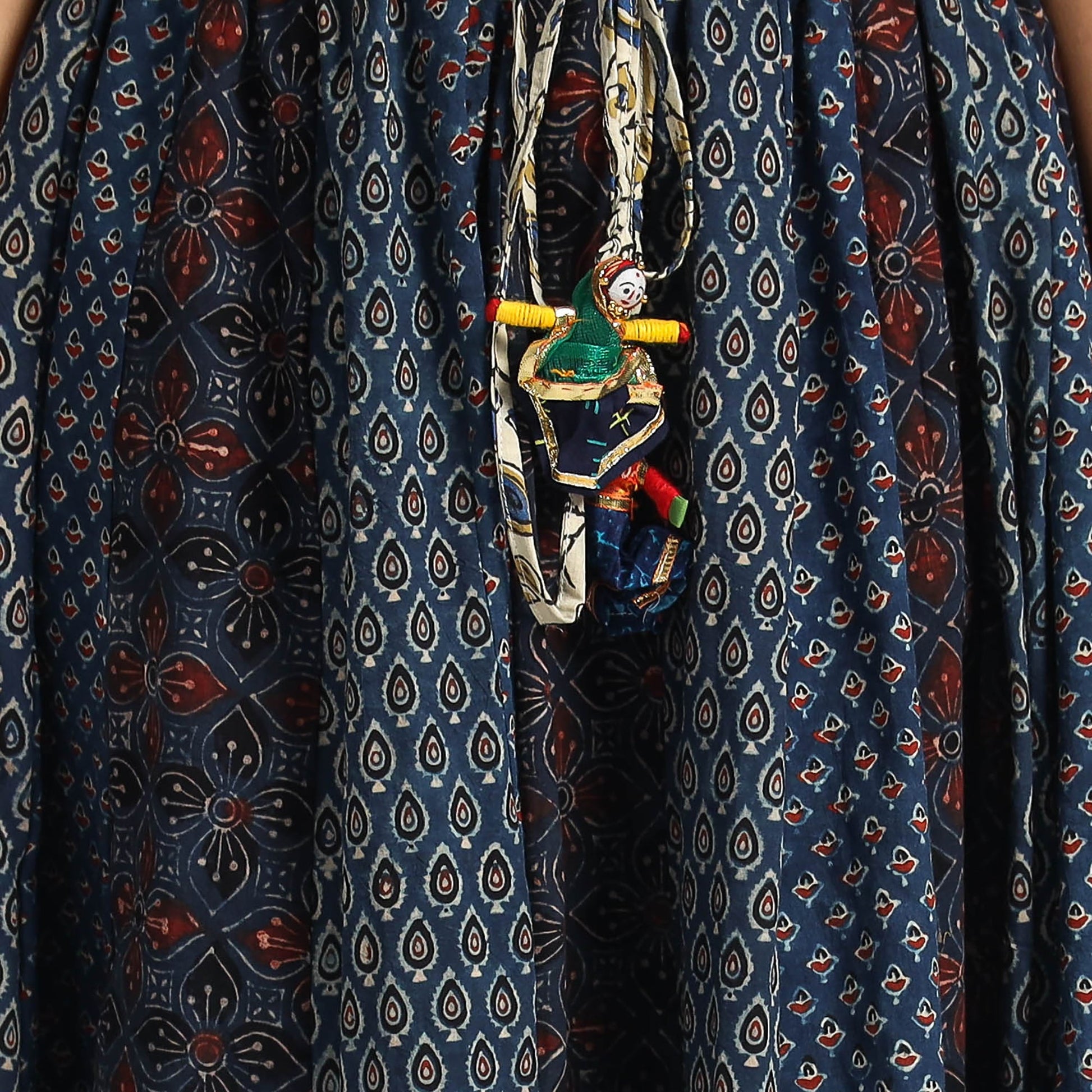 Blue - Ajrakh Block Printed 24 Kali Patchwork Cotton Long Skirt