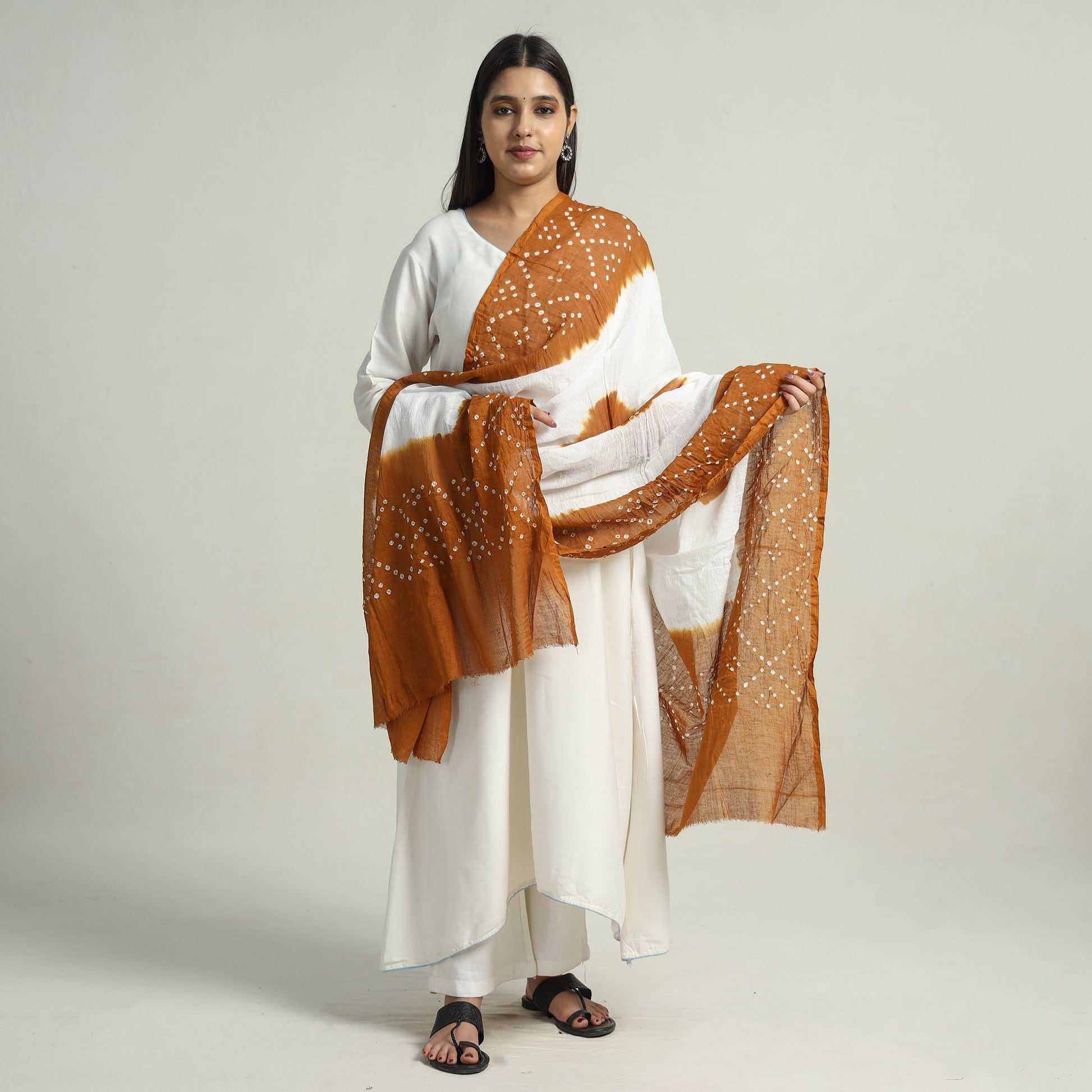 Brown - Kutch Bandhani Tie-Dye Cotton Dupatta 41