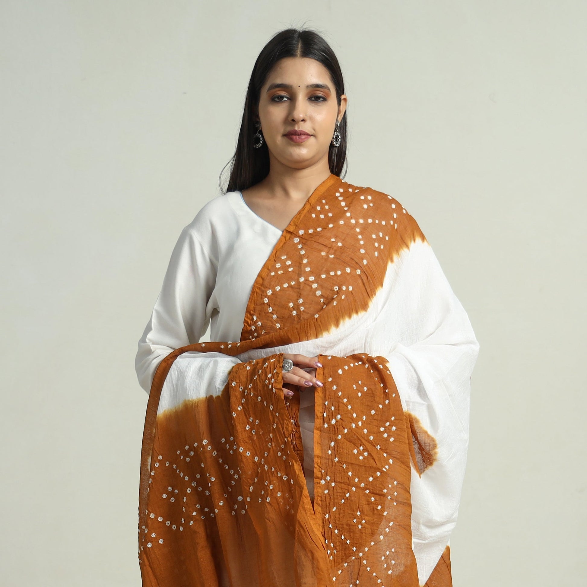 Brown - Kutch Bandhani Tie-Dye Cotton Dupatta 41