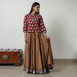 Brown - Bagh Print Skirt with 24 Kali Patchwork 19
