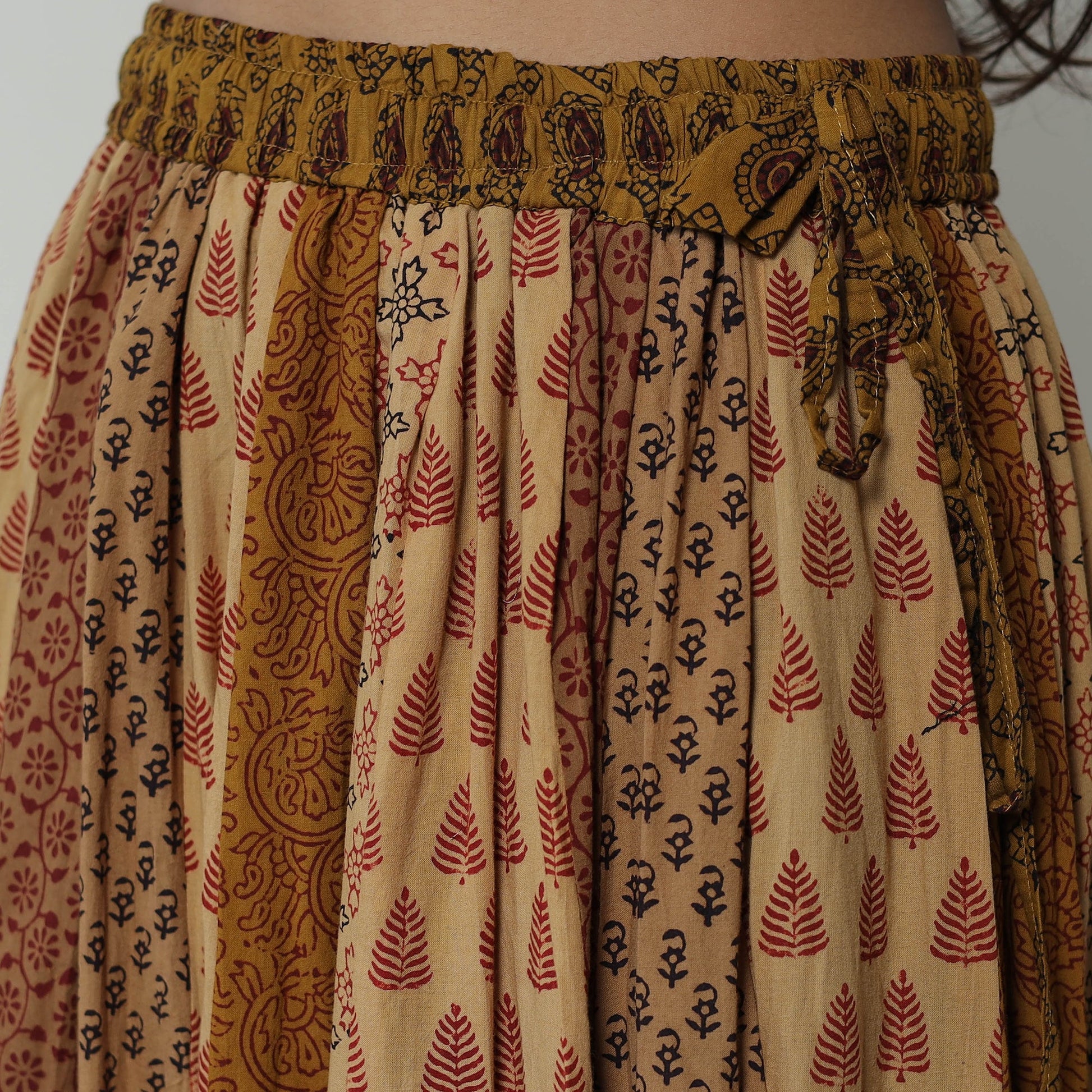 Brown - Bagh Print Skirt with 24 Kali Patchwork 19