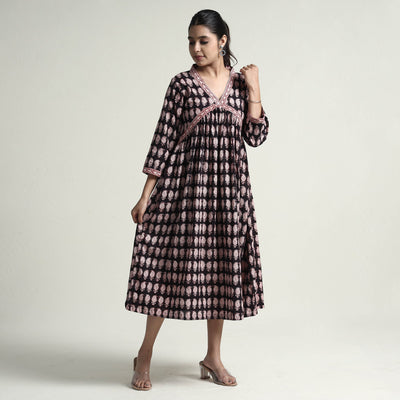 Black - Bagh Block Printed Cotton Dress
