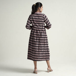 Black - Bagh Block Printed Cotton Dress