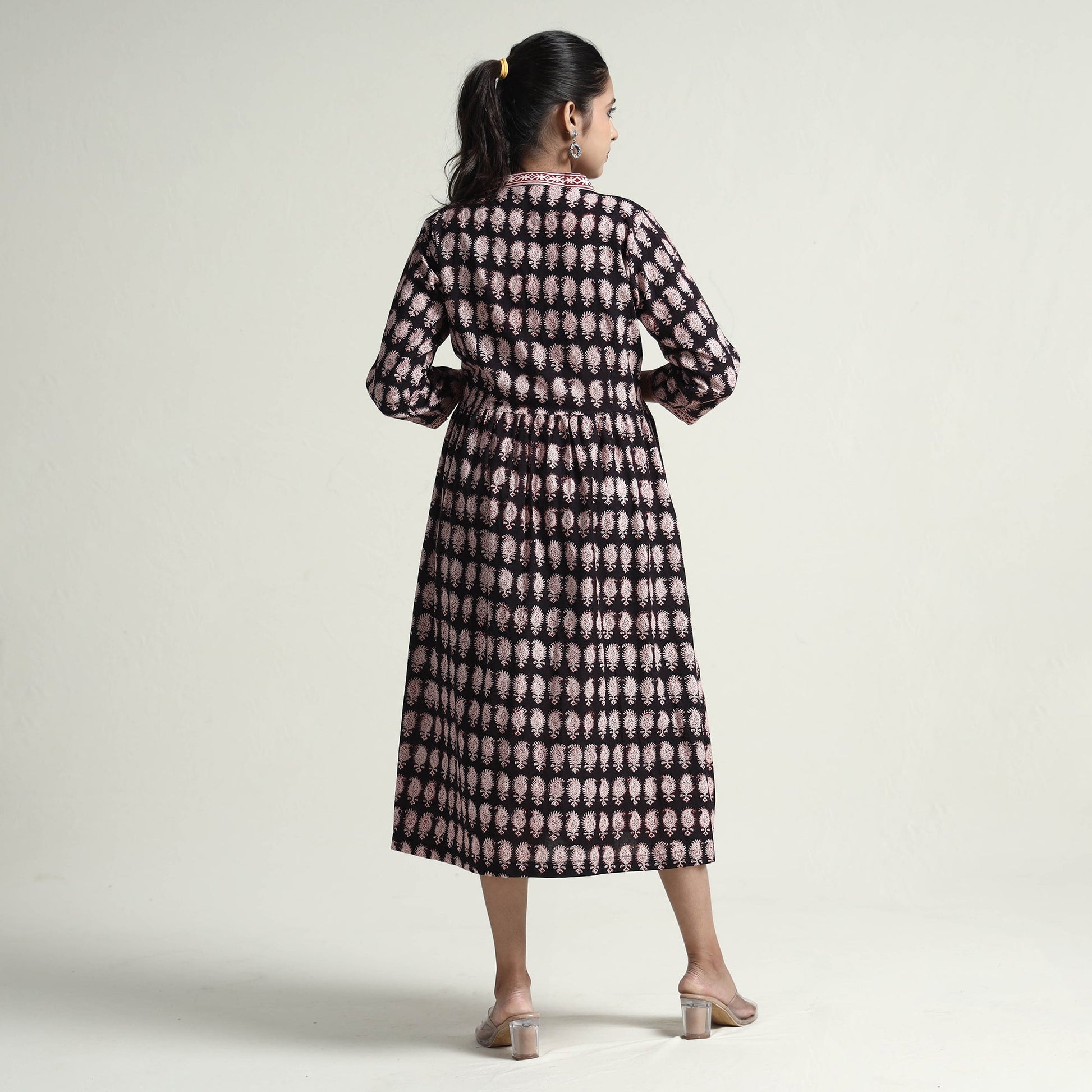Black - Bagh Block Printed Cotton Dress