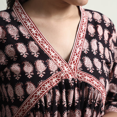 Black - Bagh Block Printed Cotton Dress
