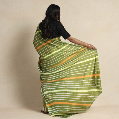 Green - Leheriya Tie-Dye Mulberry Silk Handloom Saree