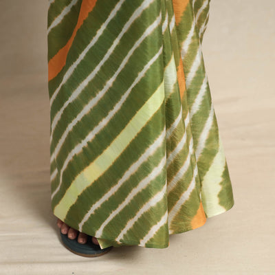 Green - Leheriya Tie-Dye Mulberry Silk Handloom Saree