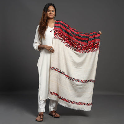 Beige - Assamese Gero Design Mising Eri Silk Handloom Shawl cum Stole